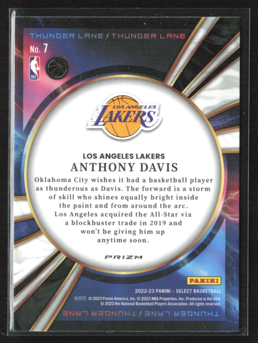 Anthony Davis 2022 Panini Select Thunder Lane Silver Prizm #7 Los Angeles Lakers