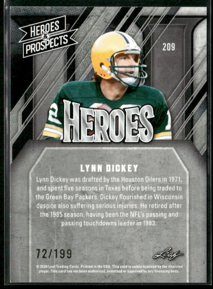 Lynn Dickey 2024 Leaf Heroes & Prospects /199 #209 Green Bay Packers