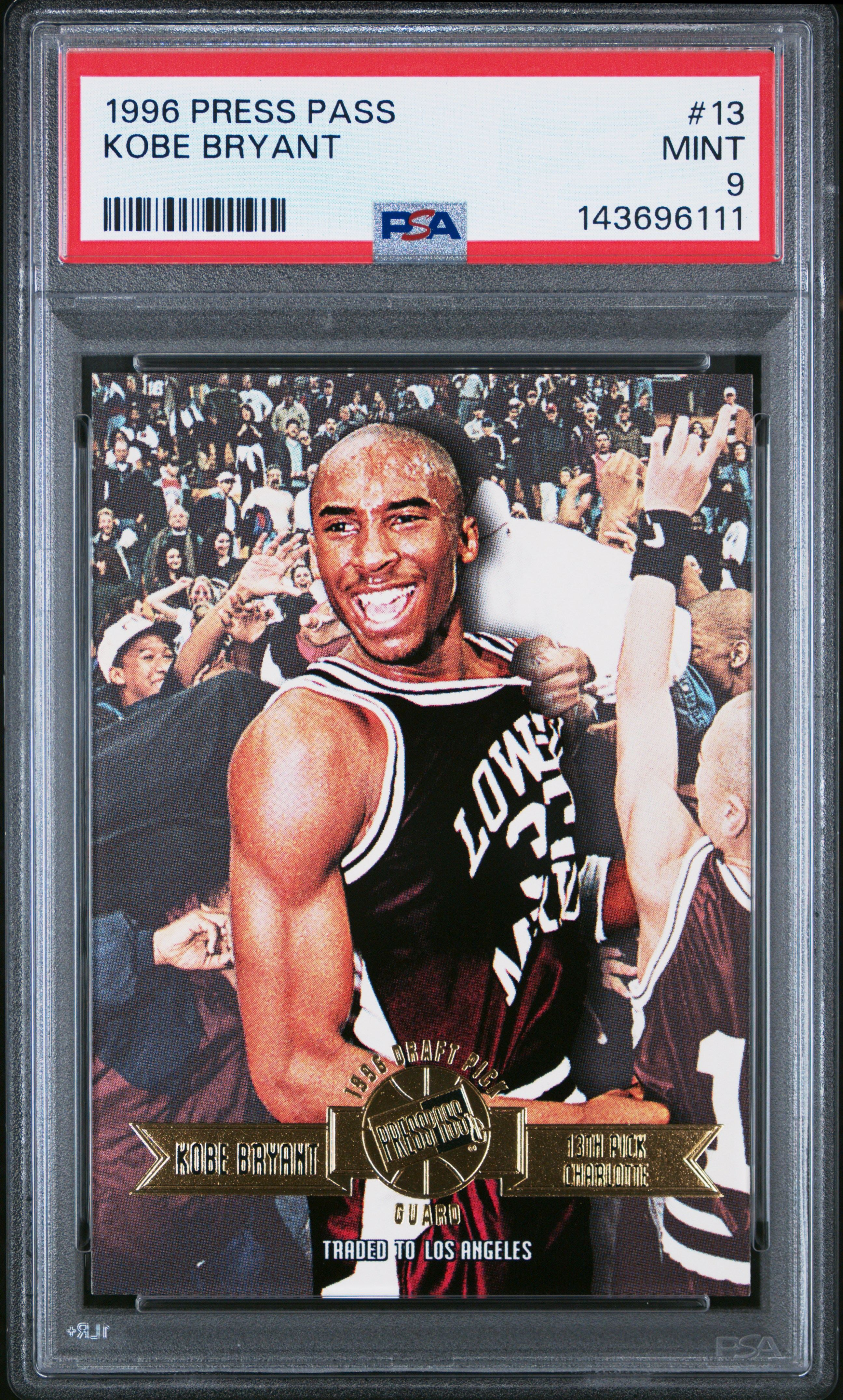 Kobe Bryant 1996 Press Pass RC psa 9 #13 Los Angeles Lakers