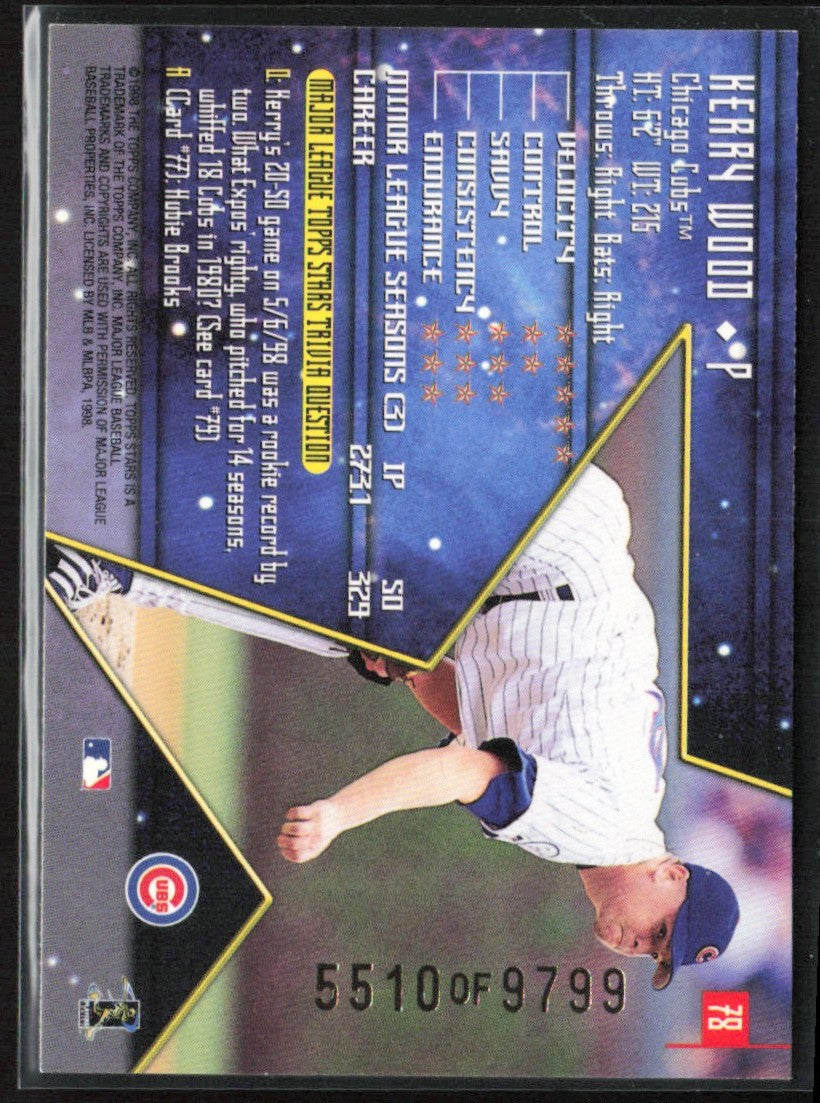 Kerry Wood 1998 Topps Stars /9799 #78 Chicago Cubs