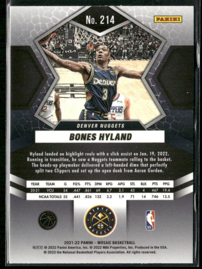 Bones Hyland 2021 Panini Mosaic RC #214 Denver Nuggets