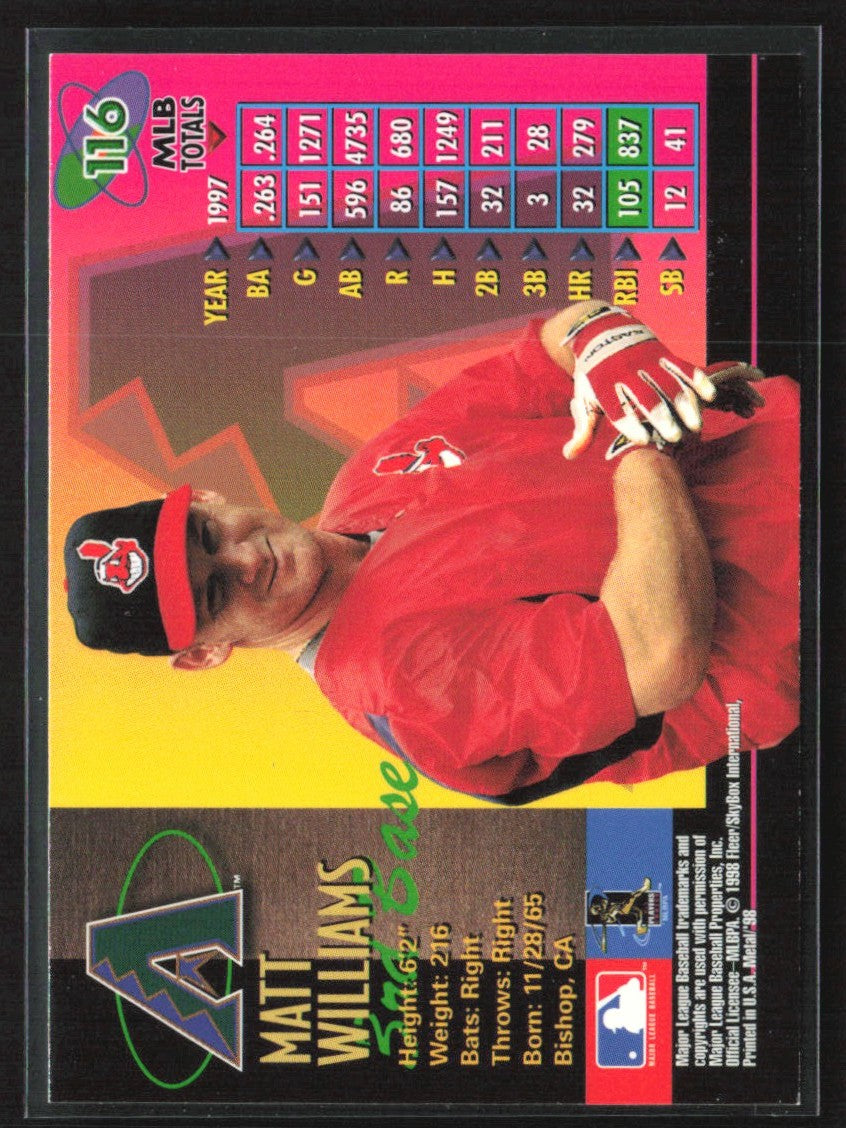 Matt Williams 1998 Metal Universe #116 Arizona Diamondbacks