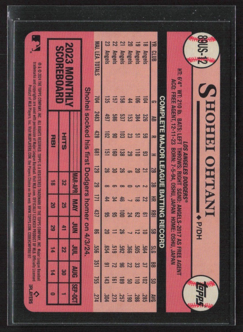 Shohei Ohtani 2024 Topps 1989 #89US-12 Los Angeles Dodgers