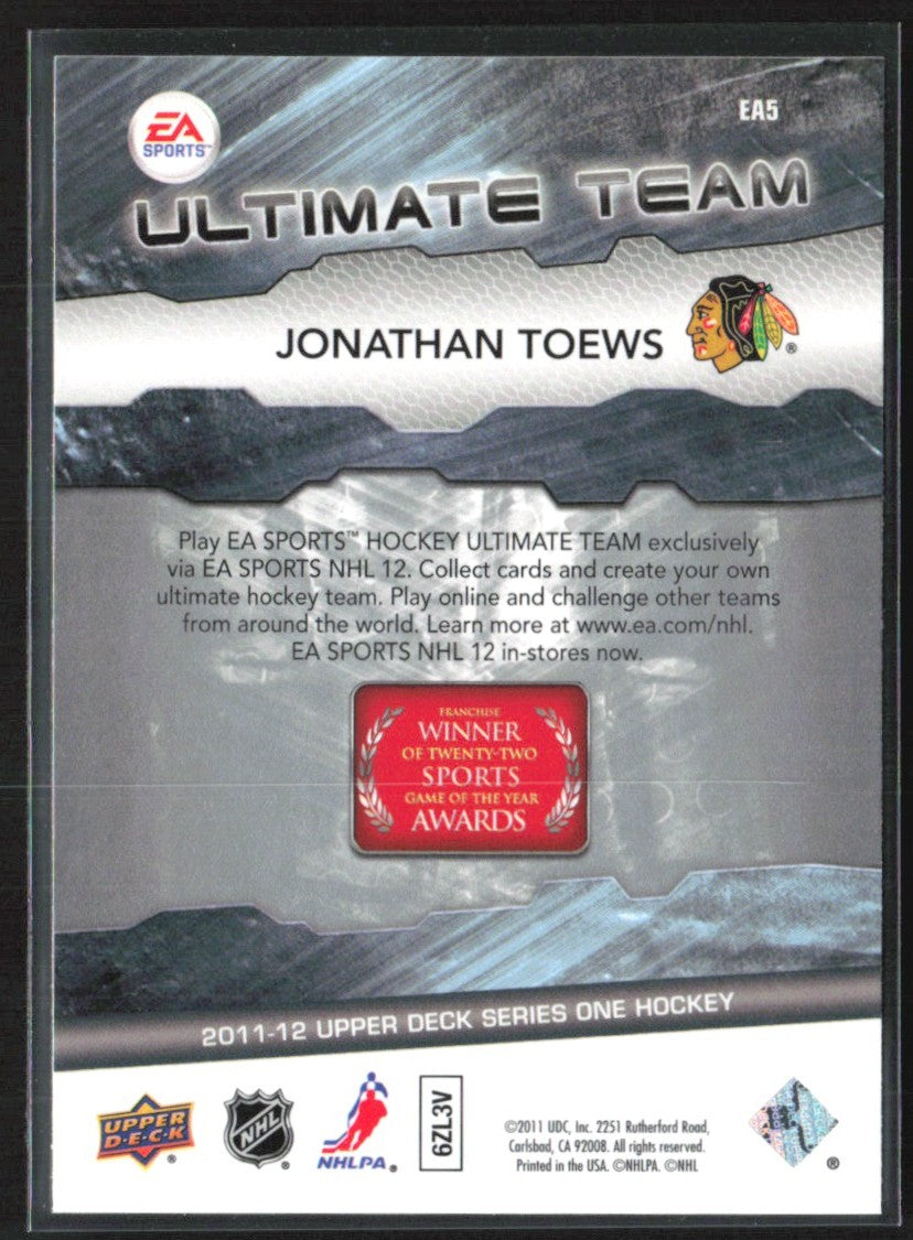 Jonathan Toews 2011 Upper Deck EA Ultimate Team #EA5 Chicago Blackhawks