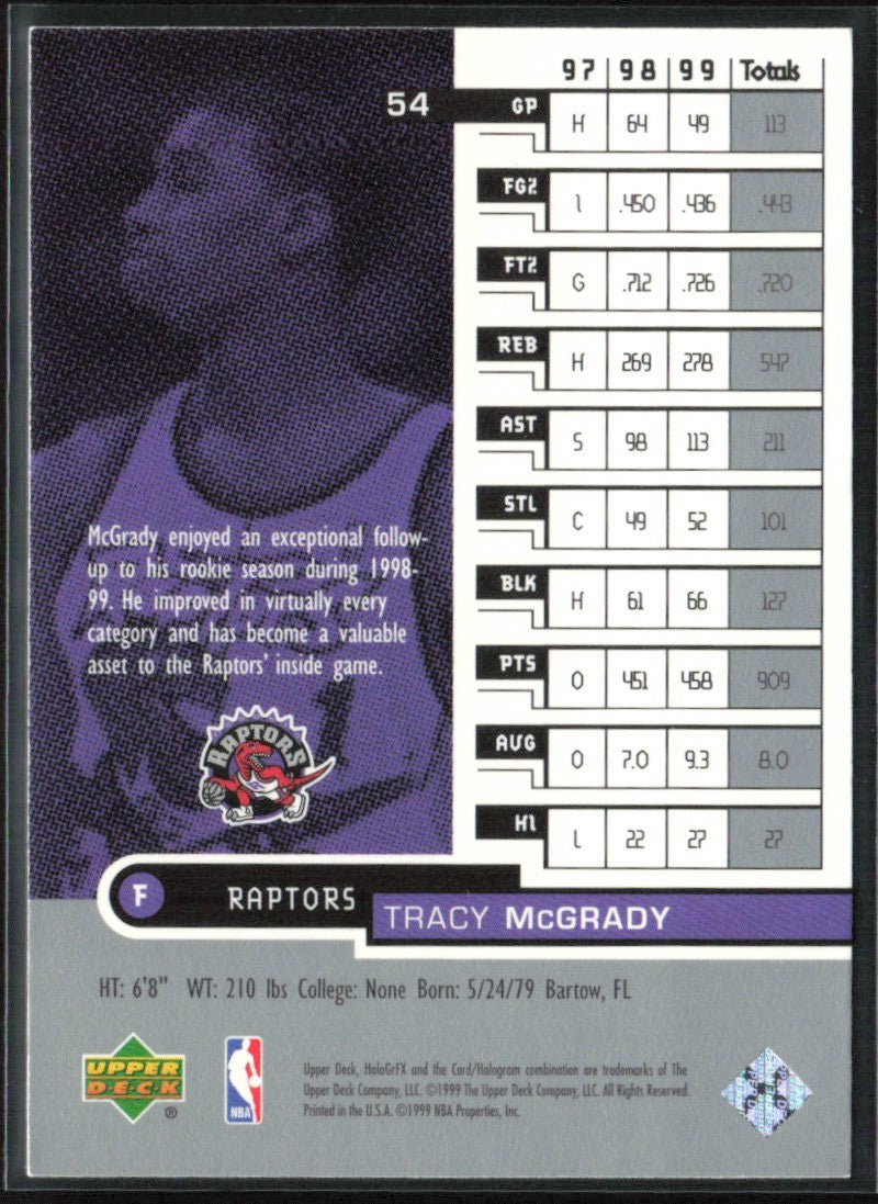 Tracy McGrady 1999 Upper Deck HoloGrFX #54 Toronto Raptors