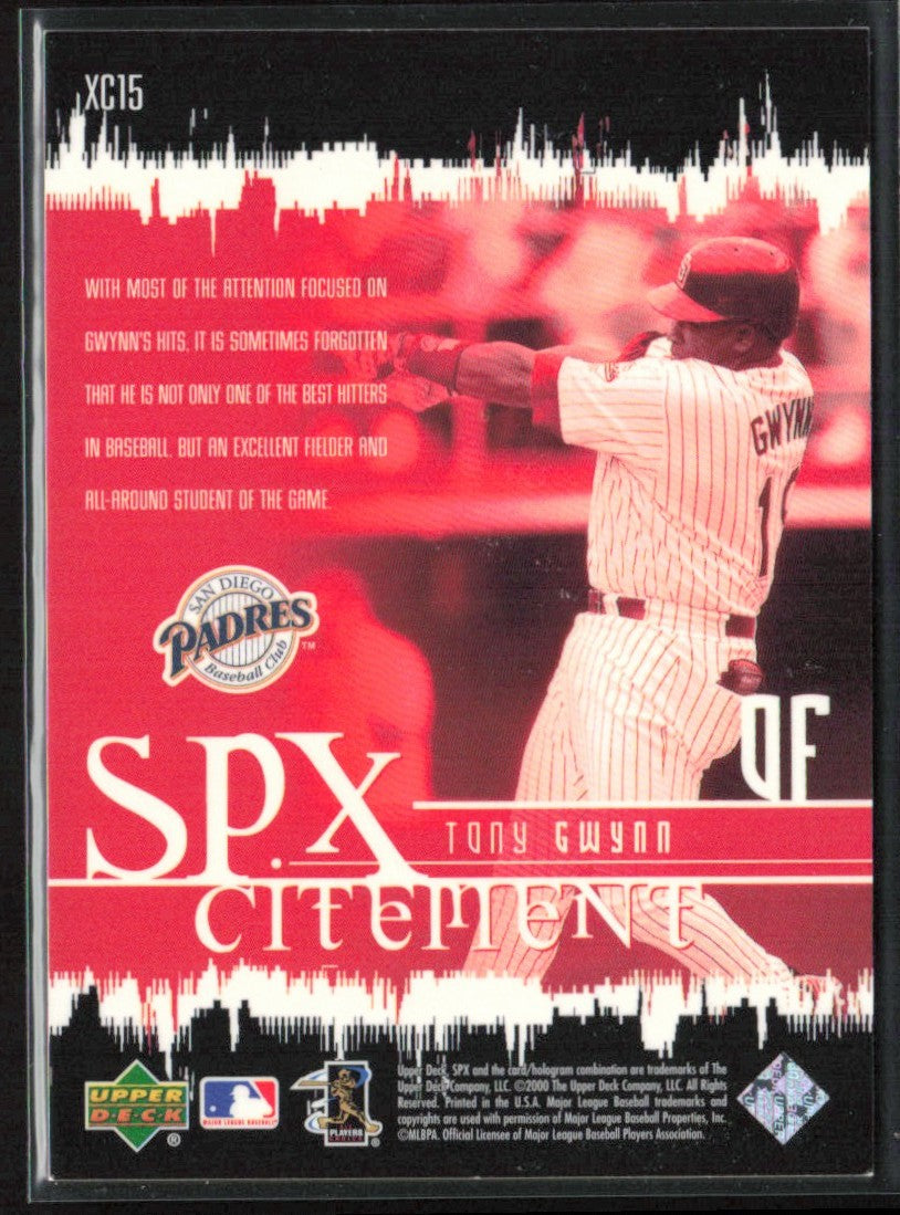 Tony Gwynn 2000 SPx Citement #XC15 San Diego Padres