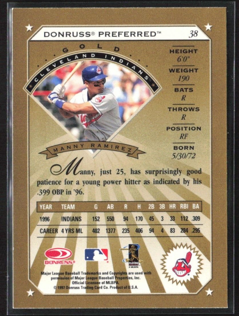 Manny Ramirez 1997 Donruss Preferred Gold #38 Cleveland Indians