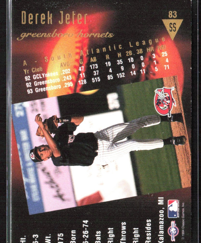 Derek Jeter 1994 Classic Best Gold #83 Greensboro Hornets