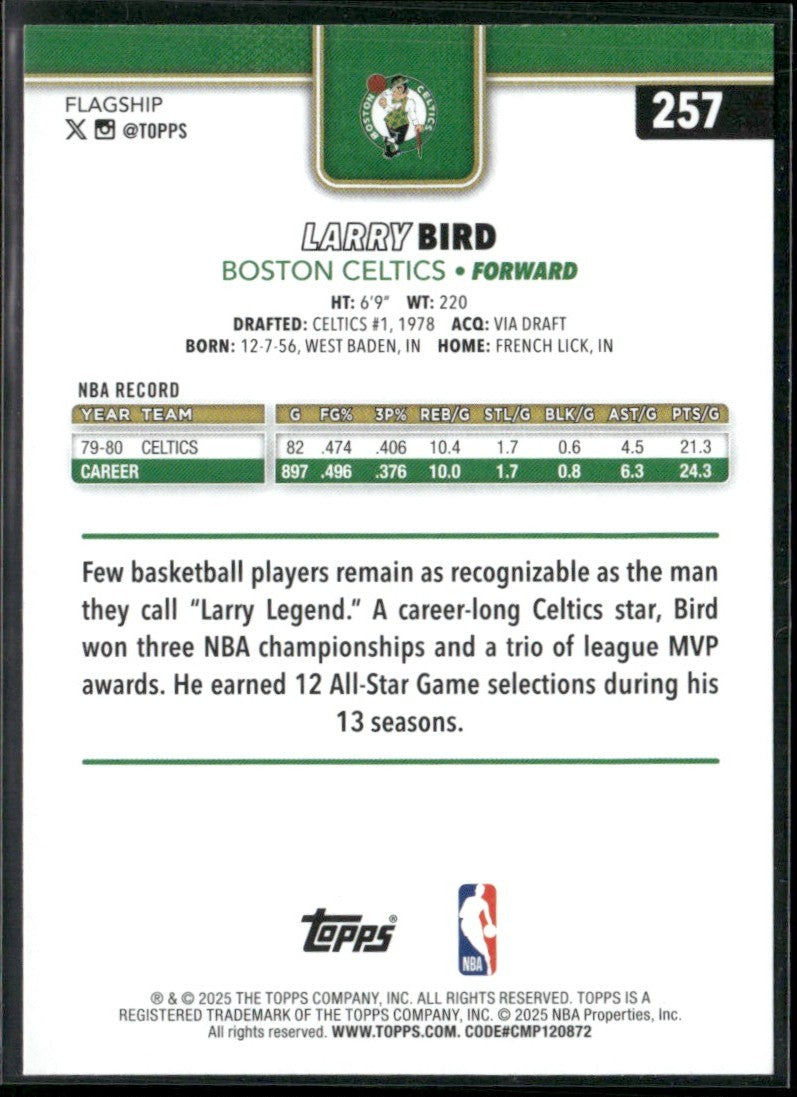 Larry Bird 2025 Topps Season Tip Off #257 Boston Celtics