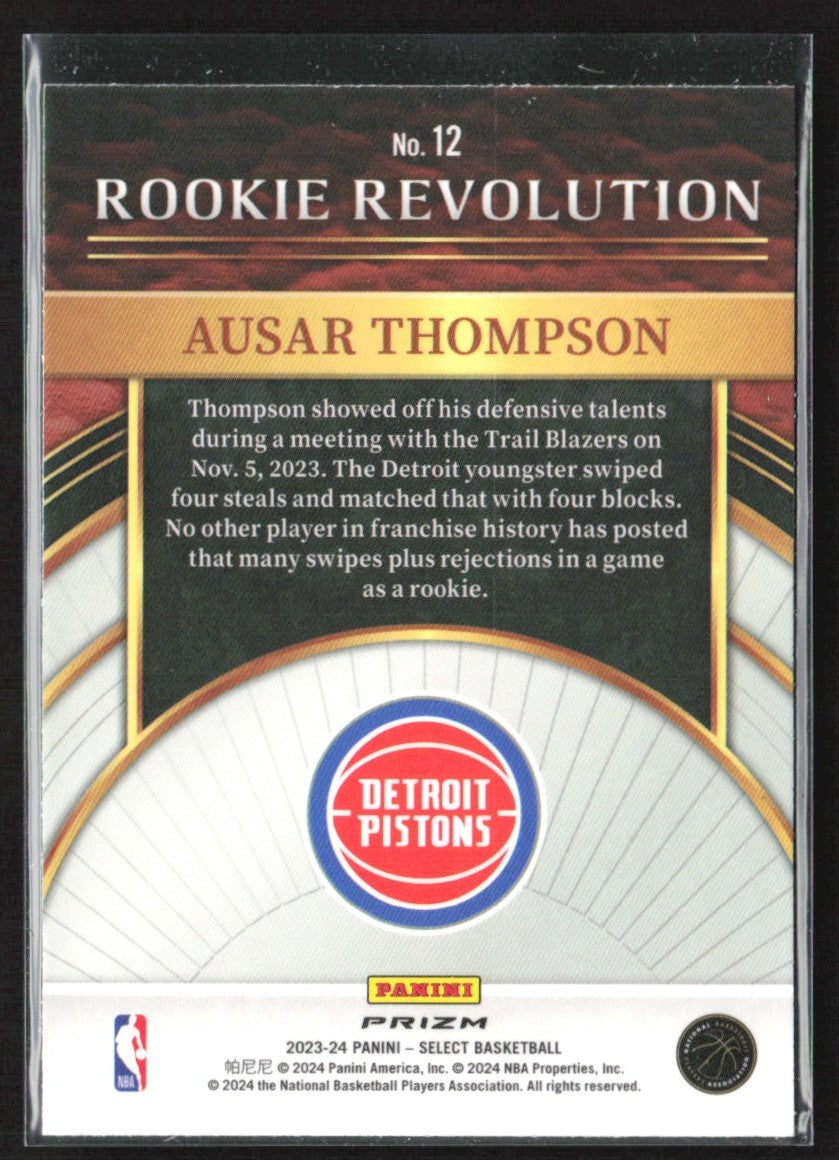 Ausar Thompson 2023 Panini Select Red RC #12 Detroit Pistons