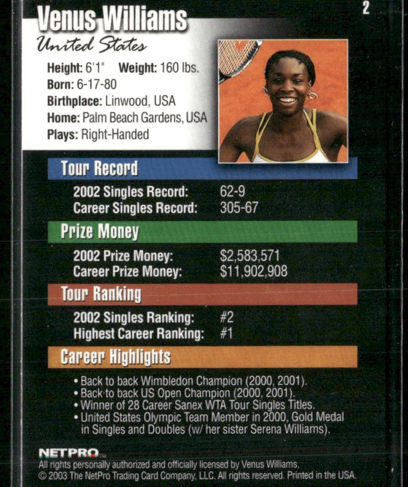 Venus Williams 2003 NetPro #2