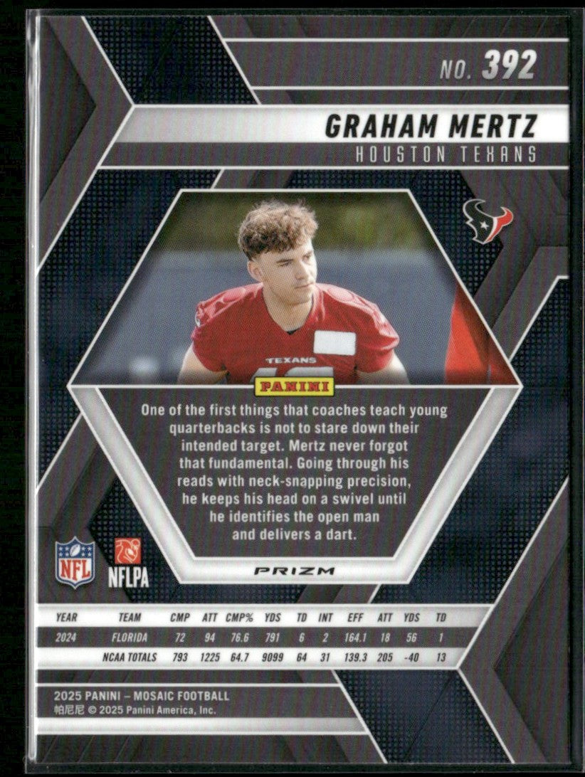 Graham Mertz 2025 Panini Mosaic Blue Scope RC #392 Houston Texans