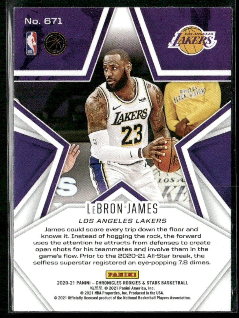 LeBron James 2020 Panini Chronicles Rookies & Stars #671 Los Angeles Lakers