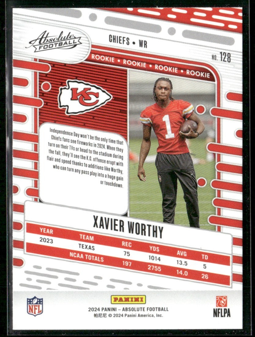 Xavier Worthy 2024 Panini Absolute RC #128 Kansas City Chiefs