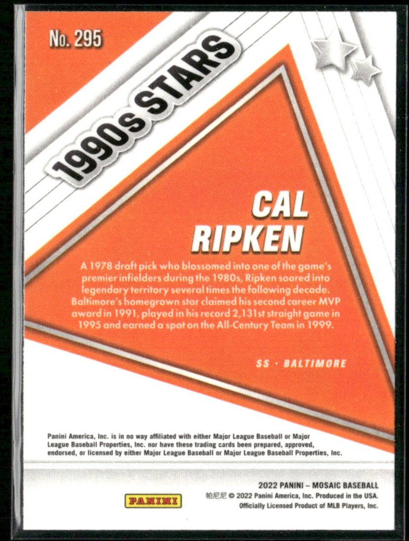 Cal Ripken 2022 Panini Mosaic 1990s Stars #295 Baltimore Orioles