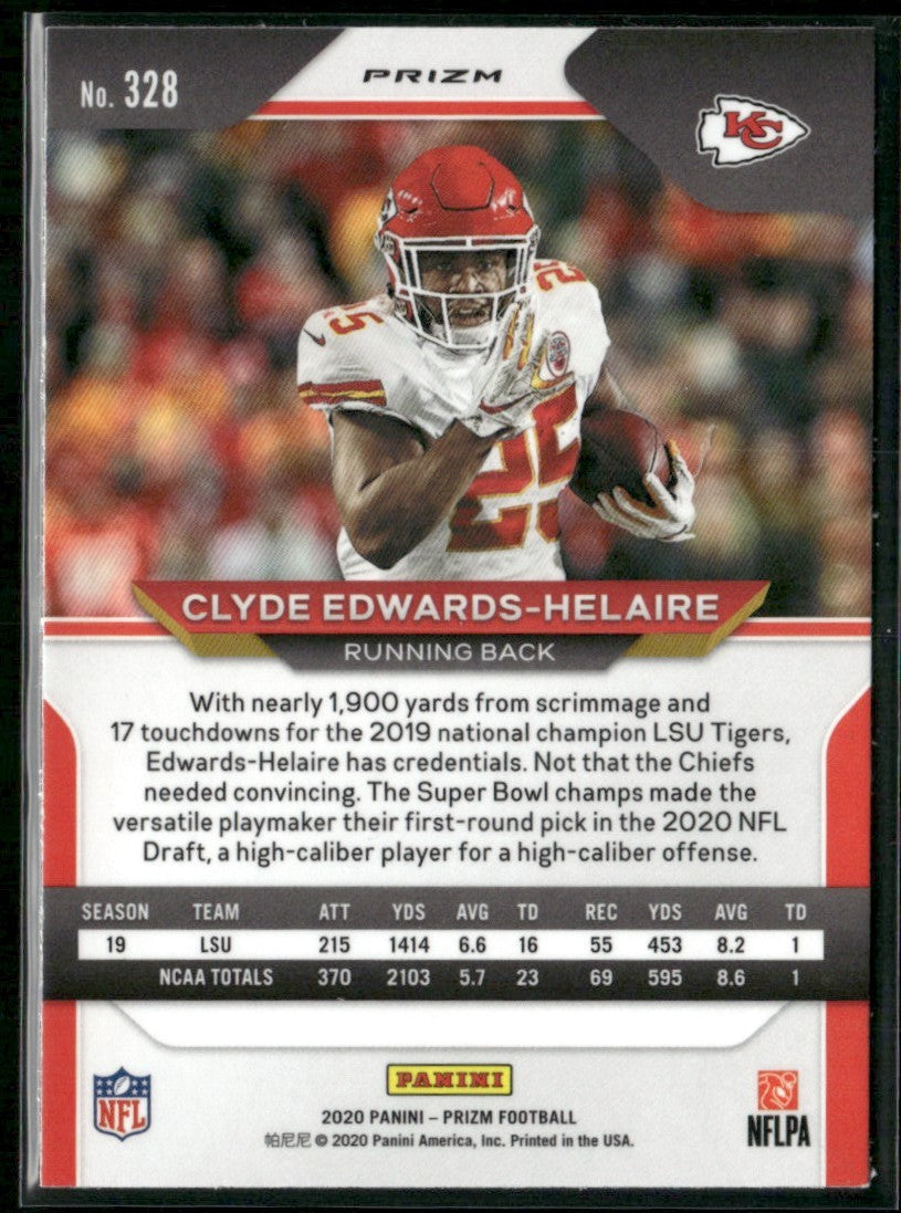 Clyde Edwards-Helaire 2020 Panini Prizm Red Cracked Ice RC #328
