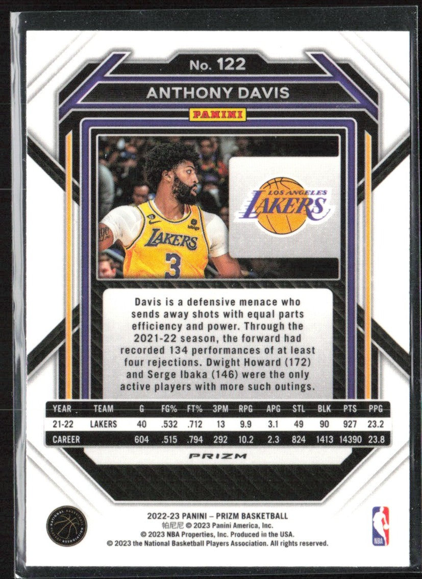 Anthony Davis 2022 Panini Prizm Fast Break #122 Los Angeles Lakers