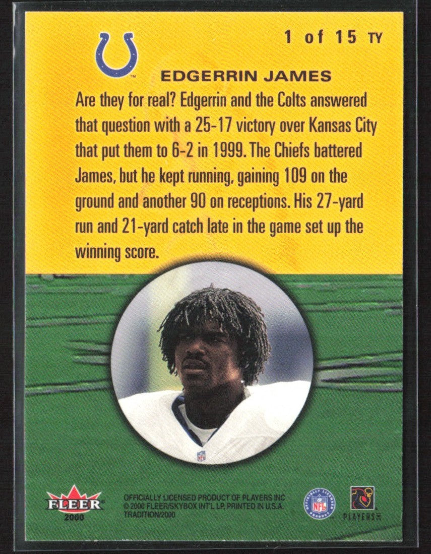 Edgerrin James 2000 Fleer Tradition The Whole Ten Yards #1TTY Indianapolis Colts