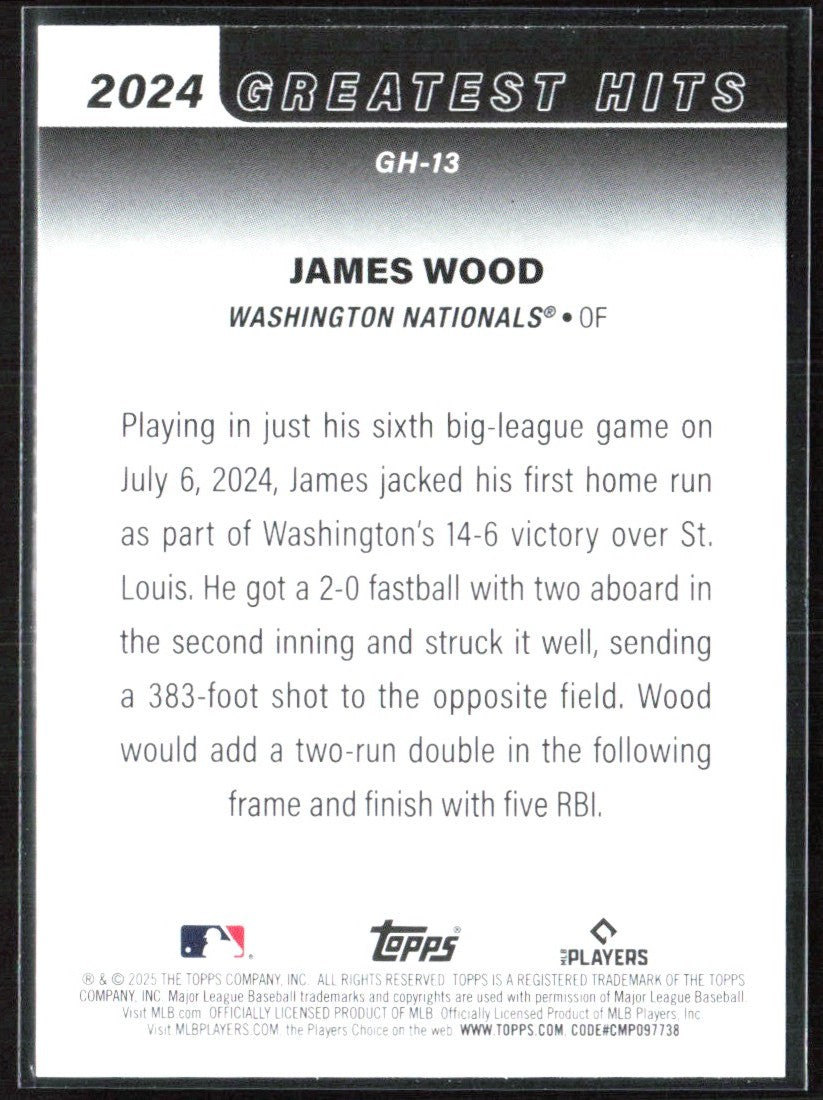 James Wood 2025 Topps Greatest Hits RC #GH-13 Washington Nationals