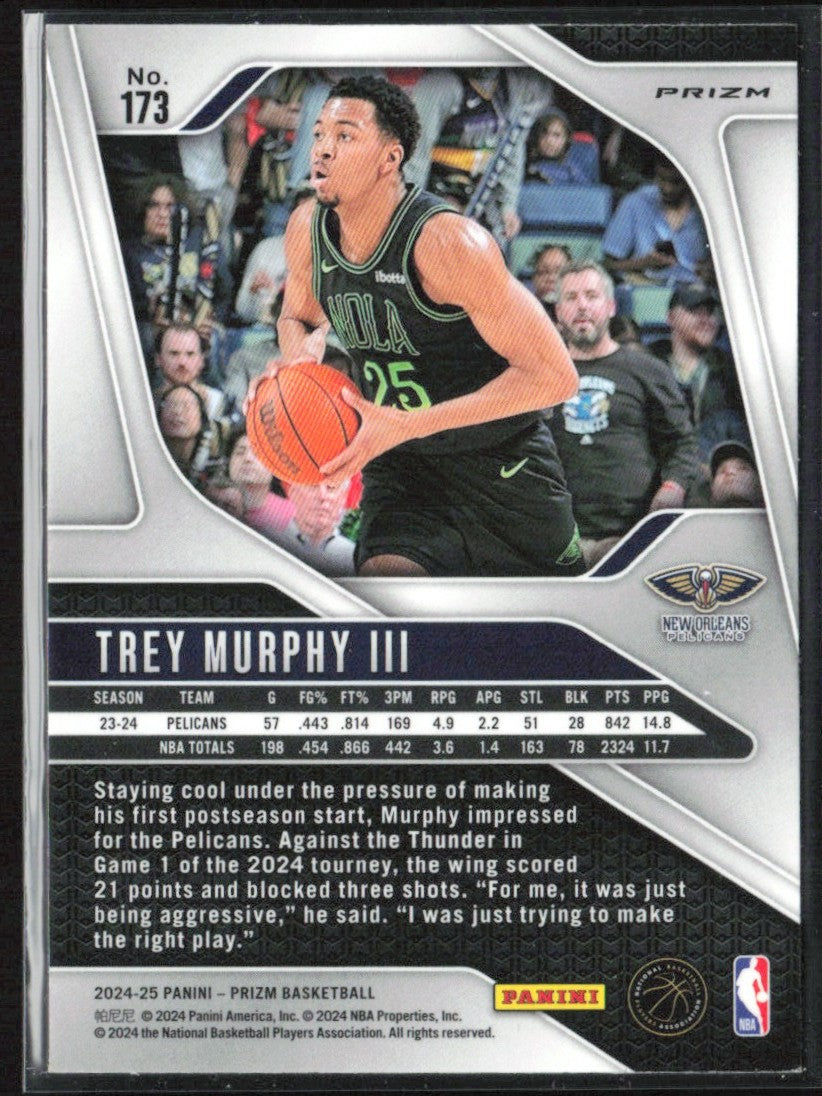 Trey Murphy III 2024 Panini Prizm Red Cracked Ice #173 New Orleans Pelicans