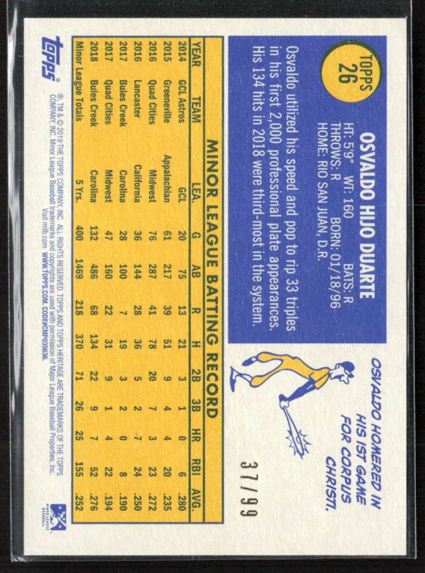 Osvaldo Duarte 2019 Topps Heritage Minor League Blue /99 #26