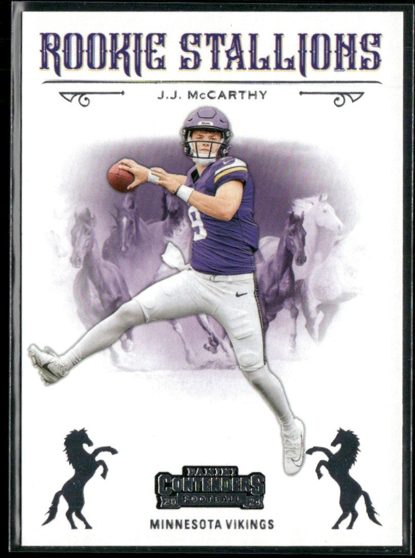 J.J. McCarthy 2024 Panini Contenders Rookie Stallions RC #9 Minnesota Vikings