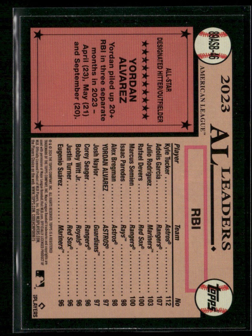 Yordan Alvarez 2024 Topps 1989 All-Star Crackleboard #89ASB-46 Houston Astros