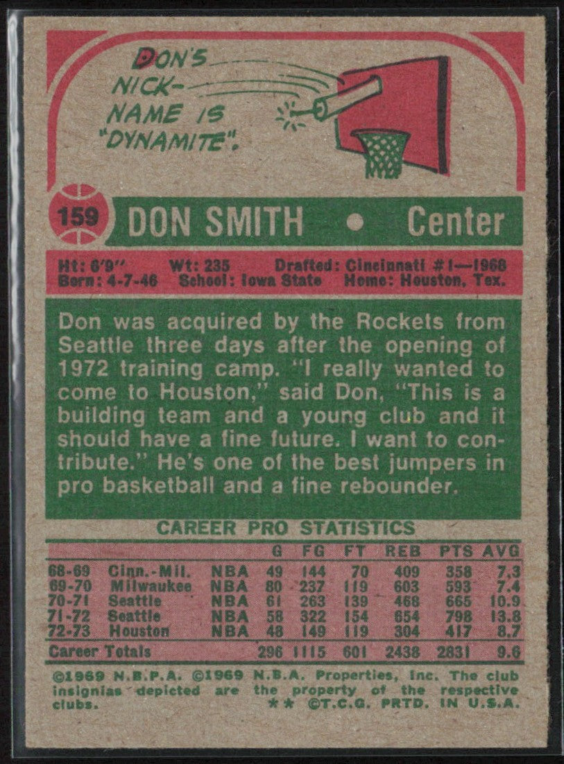 Don Smith 1973 Topps #159 Houston Rockets