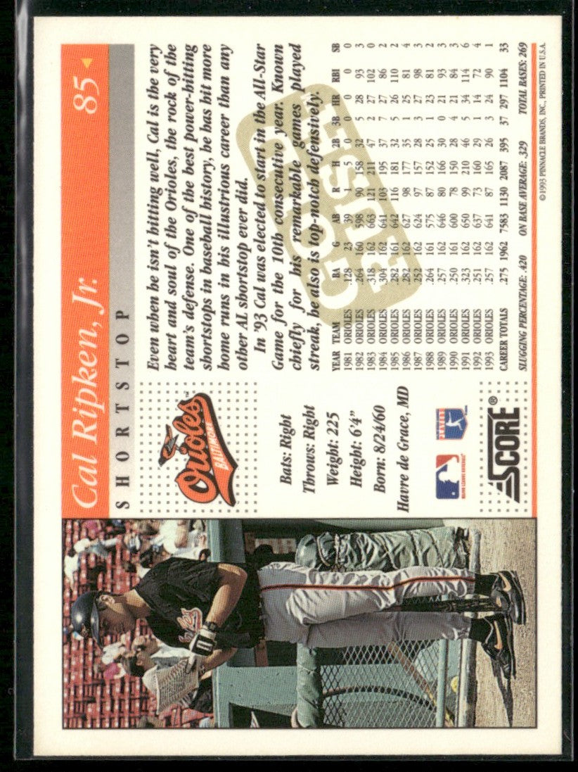 Cal Ripken Jr. 1993 Score Gold Rush #85 Baltimore Orioles