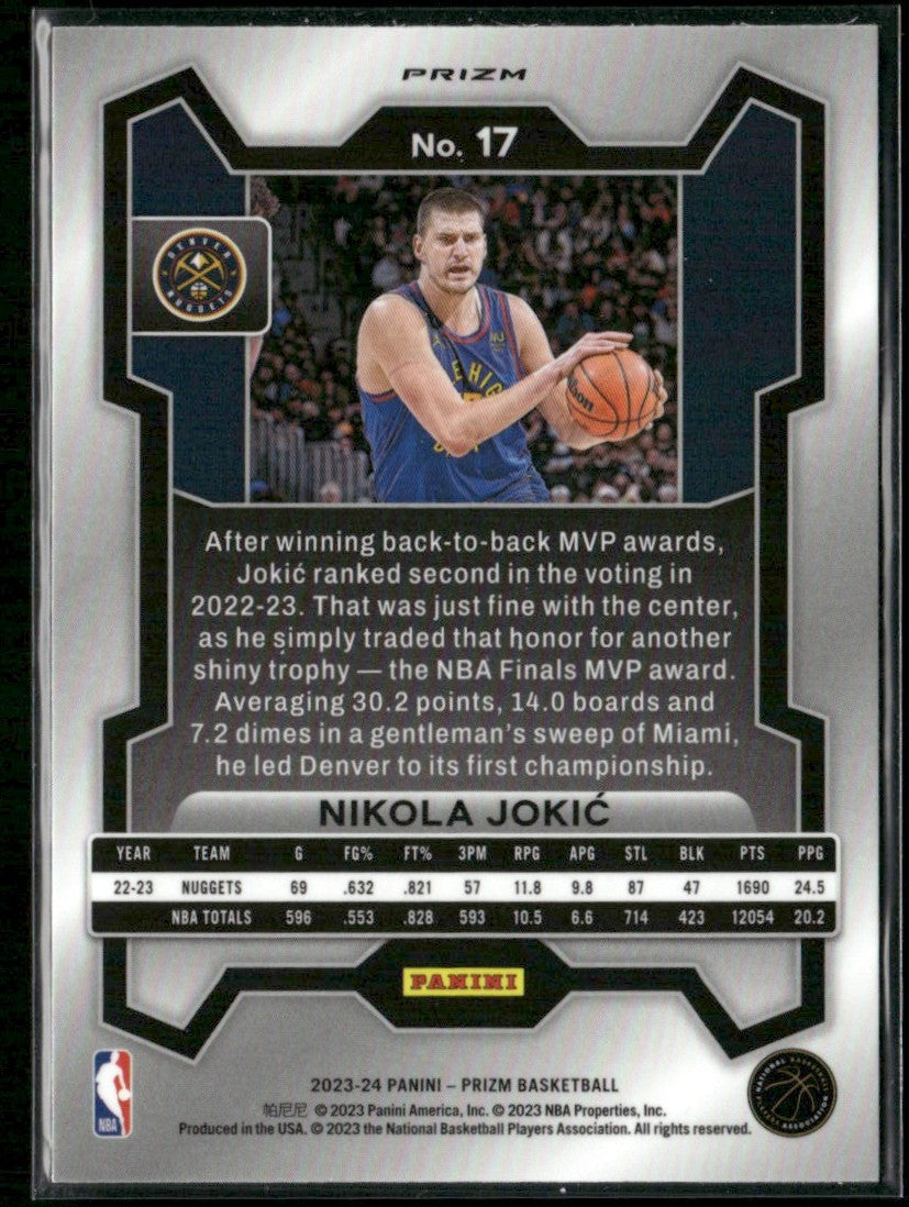 Nikola Jokic 2023 Panini Prizm Green #17 Denver Nuggets