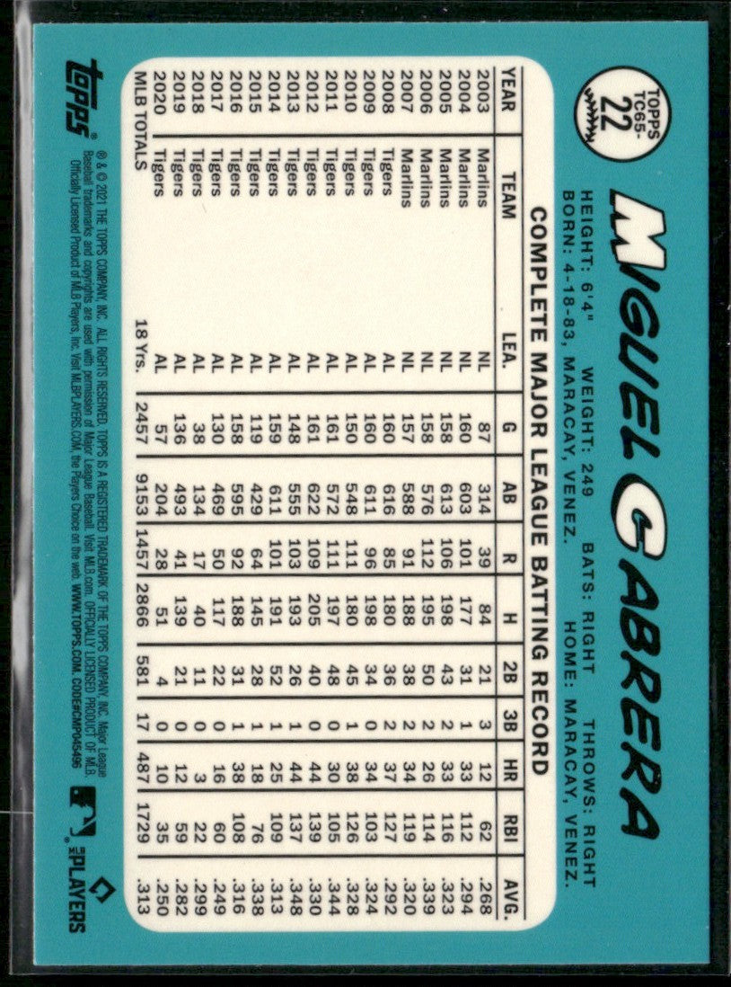 Miguel Cabrera 2022 Topps Chrome 1965 #TC65-22 Detroit Tigers