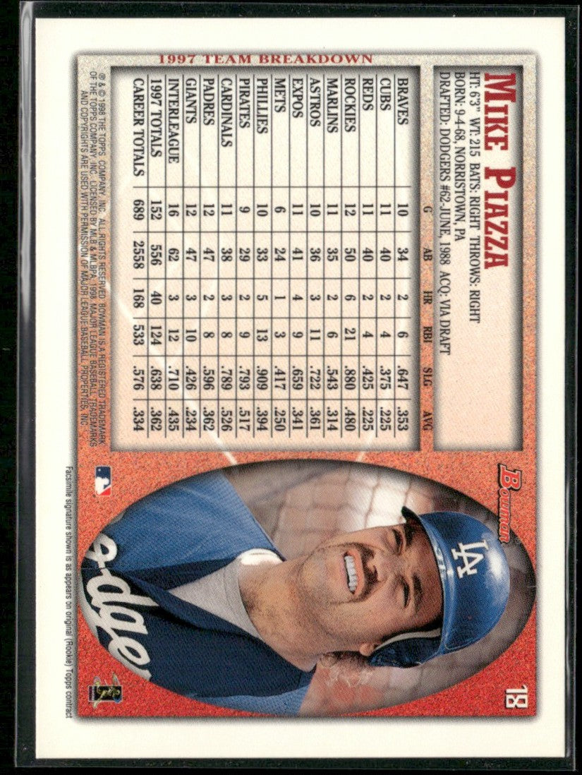 Mike Piazza 1998 Bowman International #18 Los Angeles Dodgers