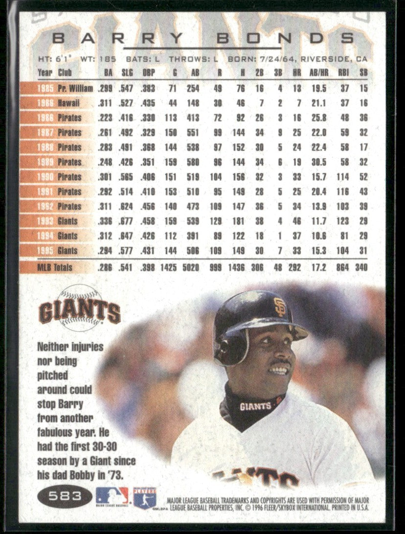 Barry Bonds 1996 Fleer #583 San Francisco Giants
