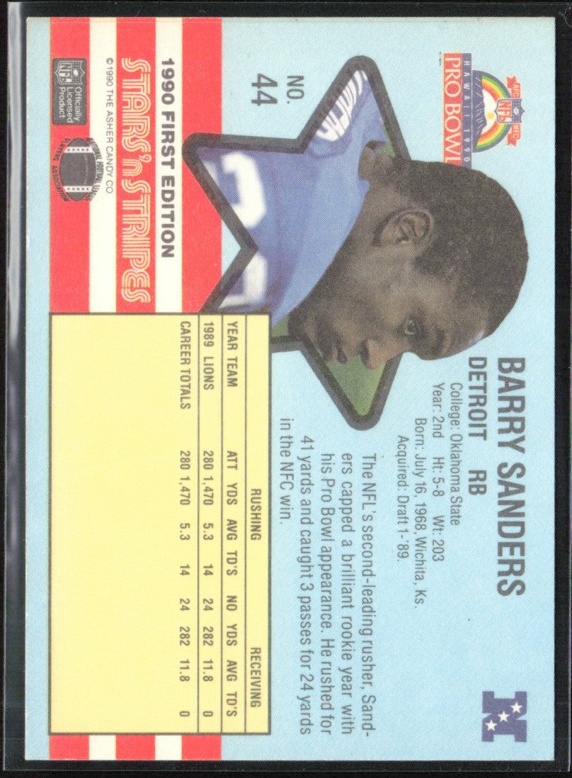 Barry Sanders 1990 Asher Candy Stars 'n Stripes #44 Detroit Lions