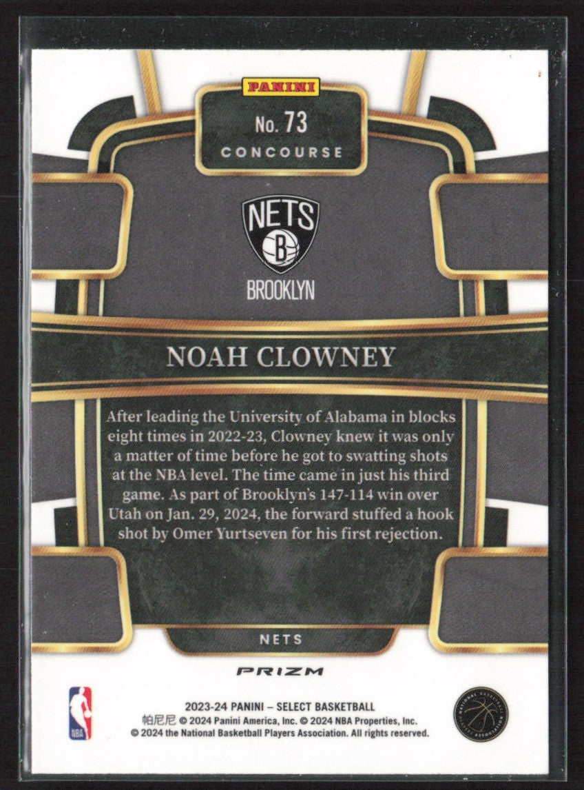 Noah Clowney 2023 Panini Select Concourse Tri-Color RC #73 Brooklyn Nets