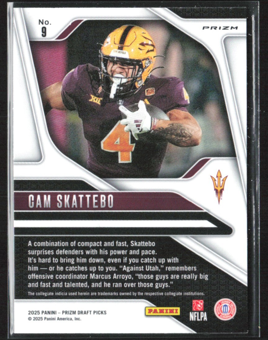 Cam Skattebo 2025 Panini Prizm Draft Picks Purple Wave RC #9 New York Giants
