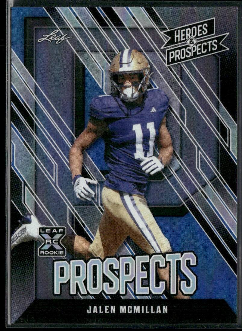Jalen McMillan 2024 Leaf Heroes & Prospects Blue RC /99 #145 Washington Huskies