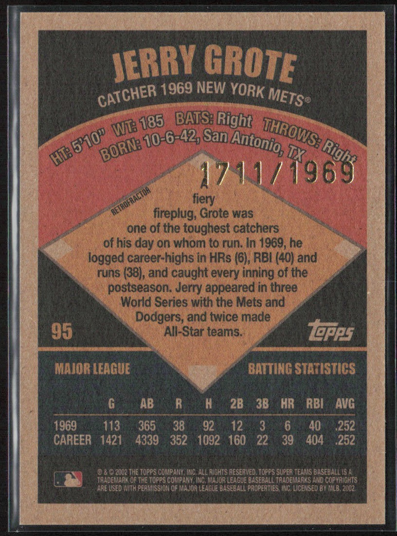 Jerry Grote 2002 Topps Super Teams Retrofractors /1969 #95 New York Mets