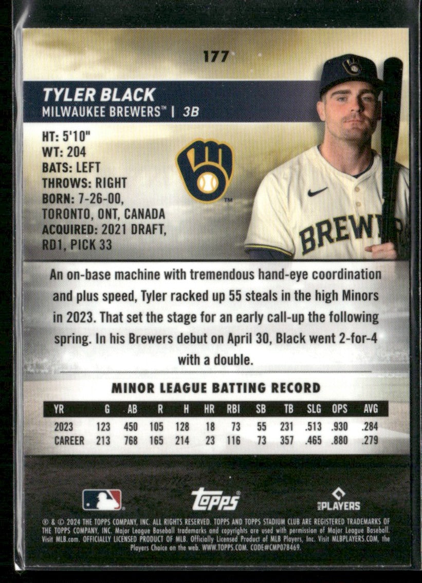 Tyler Black 2024 Topps Stadium Club Chrome RC #177 Milwaukee Brewers