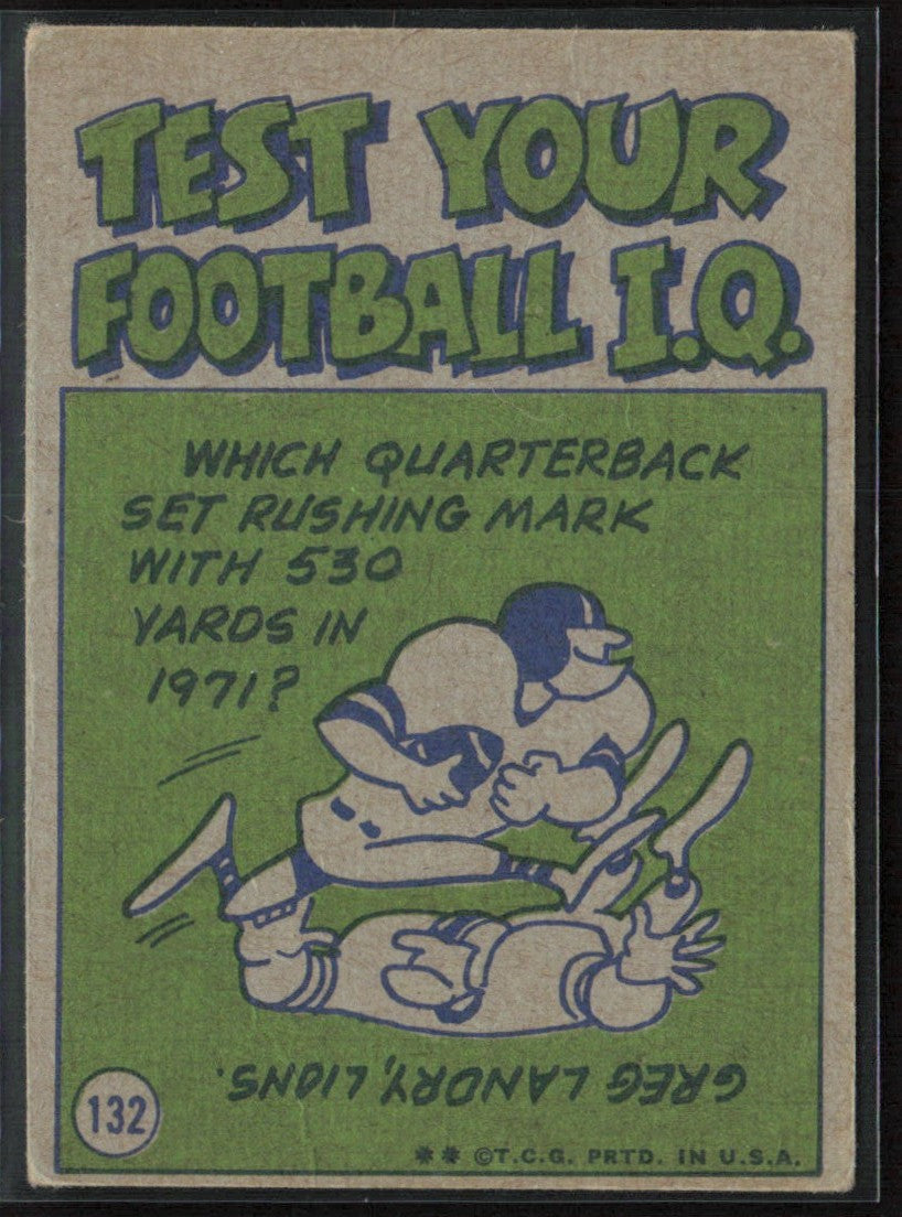 Bob Griese 1972 Topps Pro Action #132 Miami Dolphins