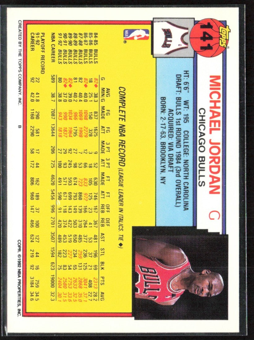 Michael Jordan 1992 Topps #141 Chicago Bulls