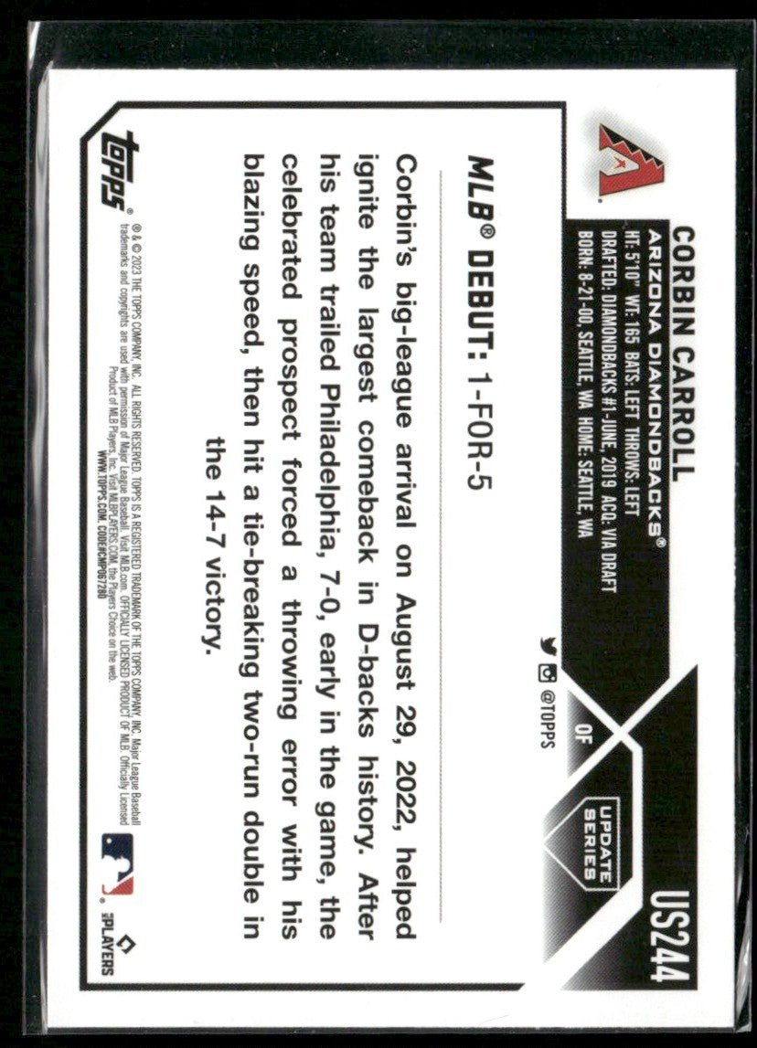 Corbin Carroll 2023 Topps Update RC #US244 Arizona Diamondbacks
