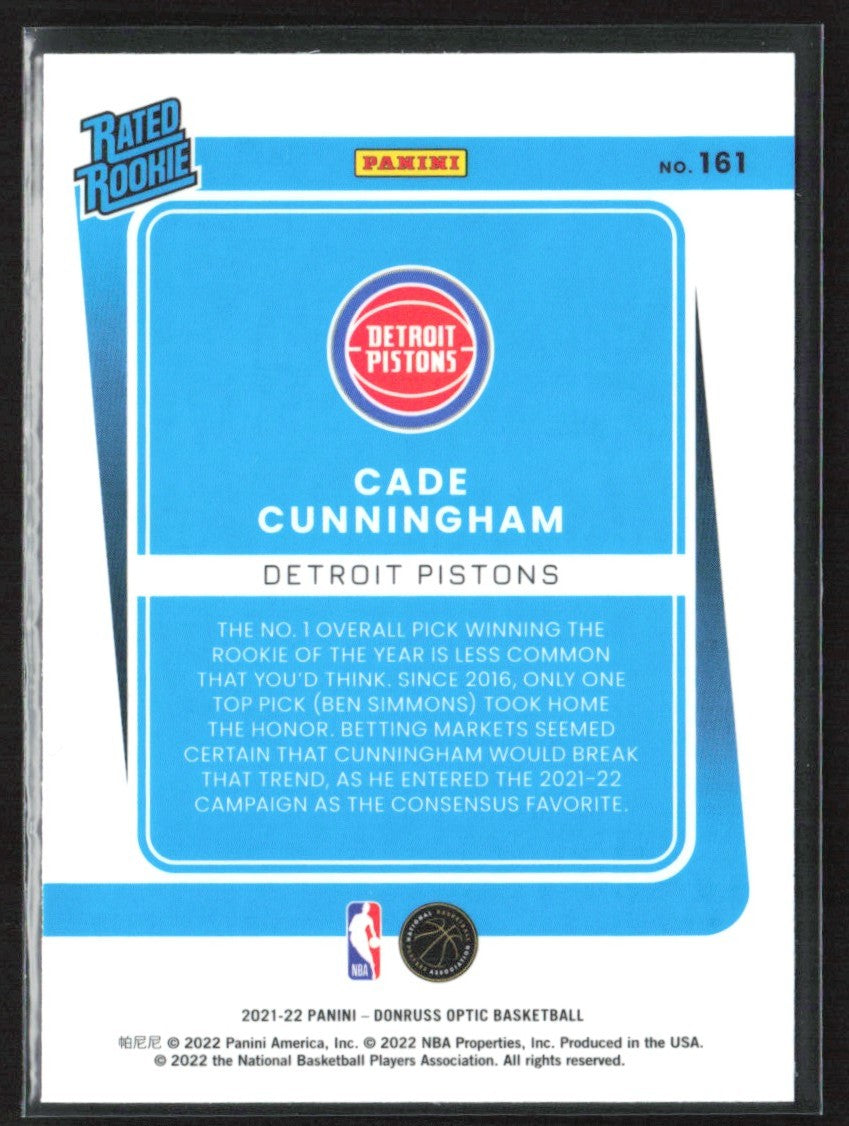 Cade Cunningham 2021 Donruss Optic RC #161 Detroit Pistons