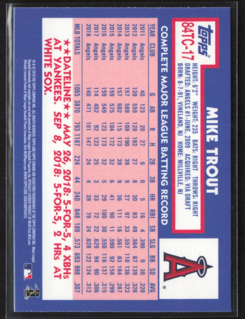 Mike Trout 2019 Topps Chrome 1984 Topps Refractor #84TC-17 Los Angeles Angels
