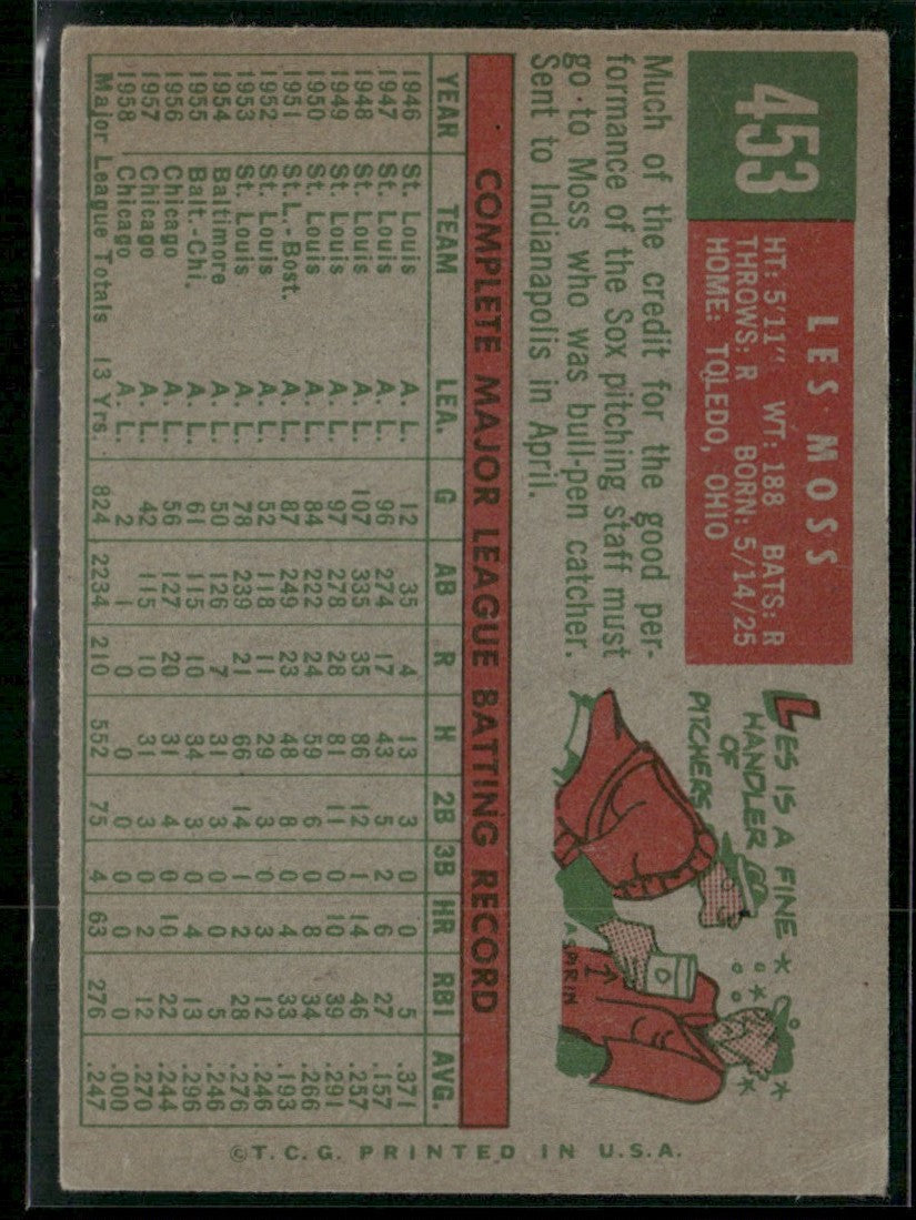 Les Moss 1959 Topps #453 Chicago White Sox