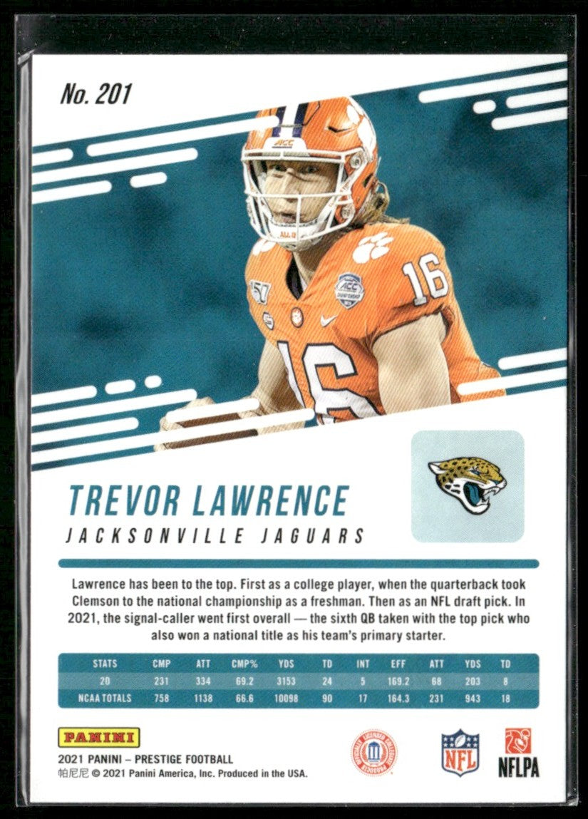 Trevor Lawrence 2021 Panini Prestige RC #201 Jacksonville Jaguars