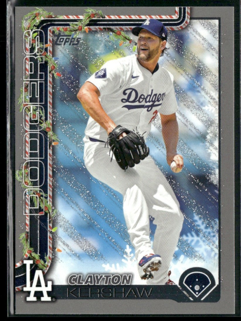 Clayton Kershaw 2025 Topps Holiday Silver Glitter #H126 Los Angeles Dodgers