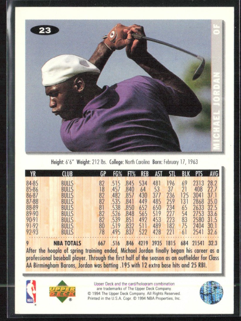 Michael Jordan 1994 Upper Deck Collector's Choice #23 Birmingham Barons