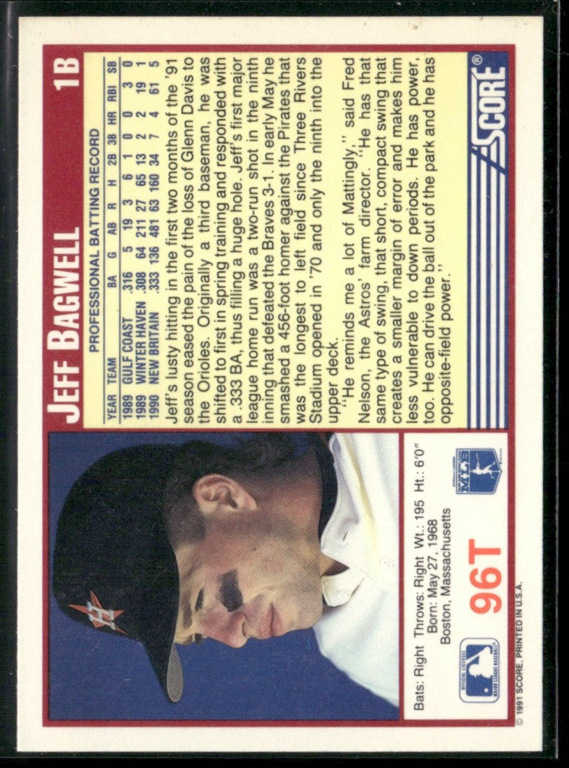 Jeff Bagwell 1991 Score Traded RC #96T Houston Astros