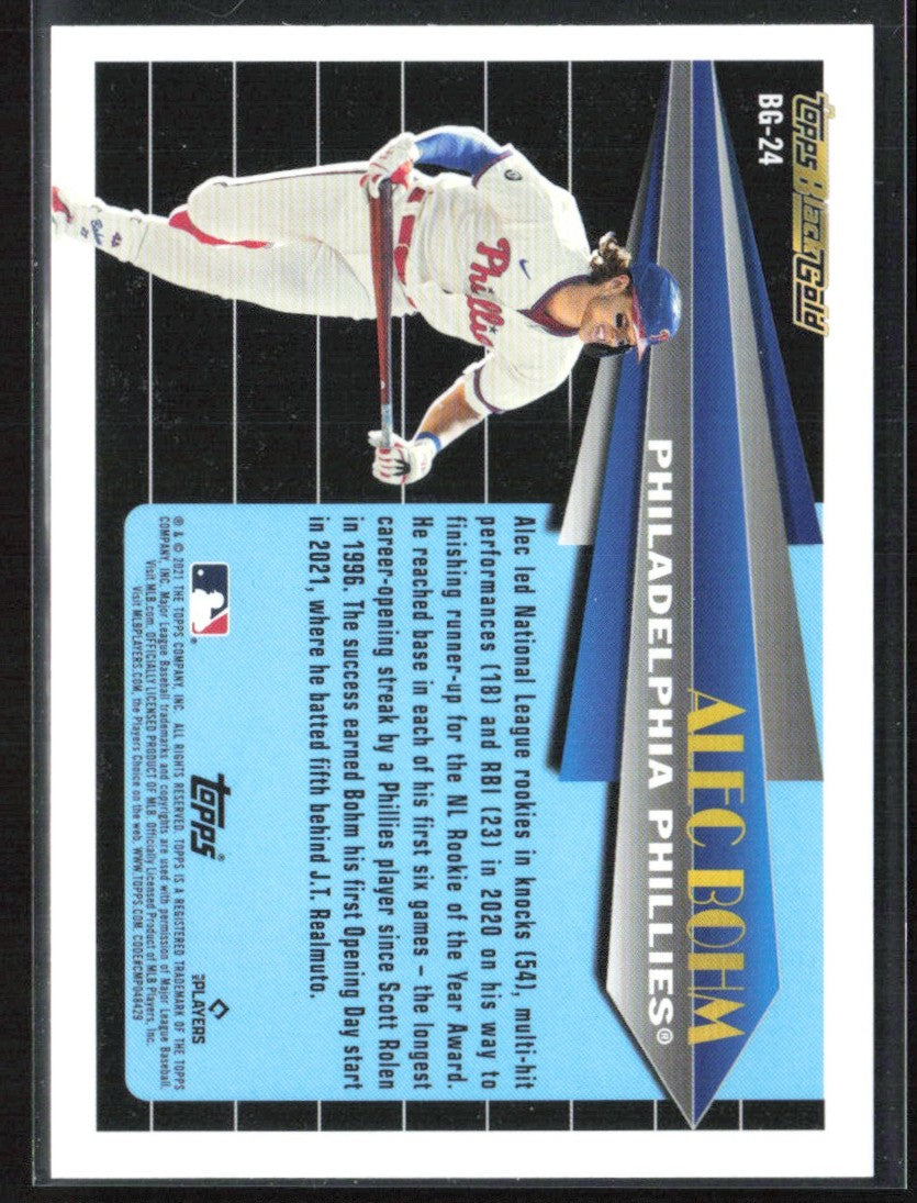 Alec Bohm 2021 Topps Update Black Gold RC #BG-24 Philadelphia Phillies